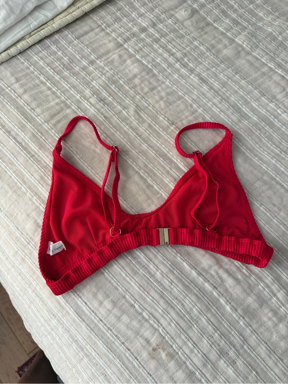 Red Ribbed Triangle Bikini Top - Picture 5 of 5